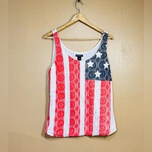 Patriotic Lace Lucky Brand Tank Top - Red, White, and Blue
